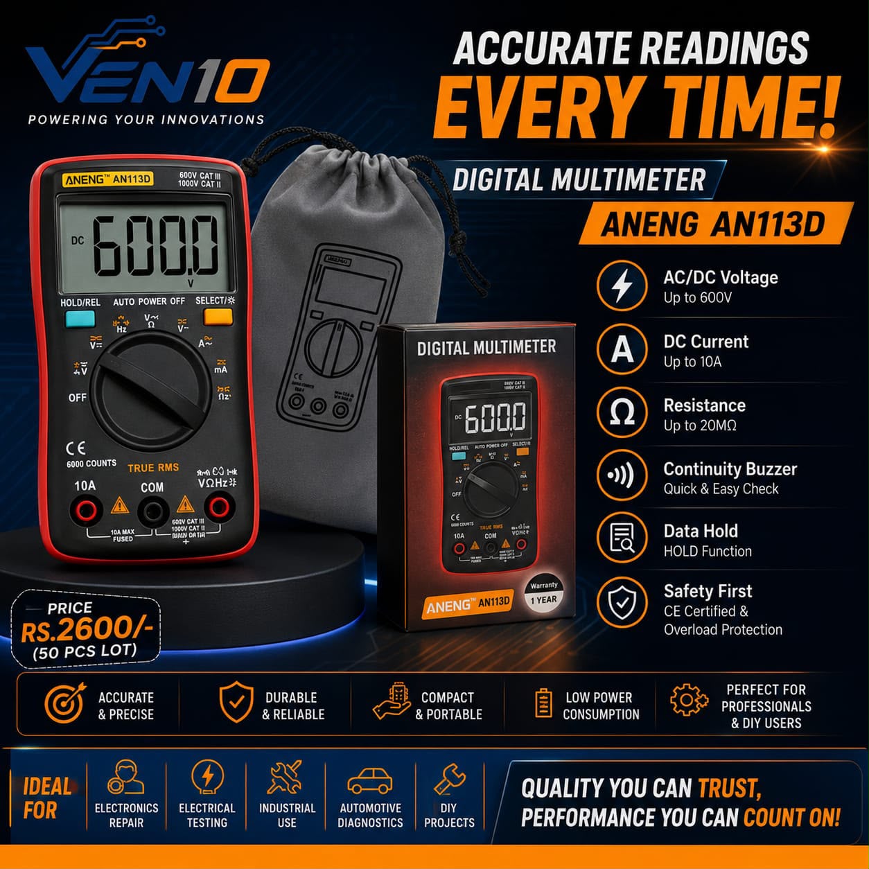 AN113D True RMS Digital Multimeter