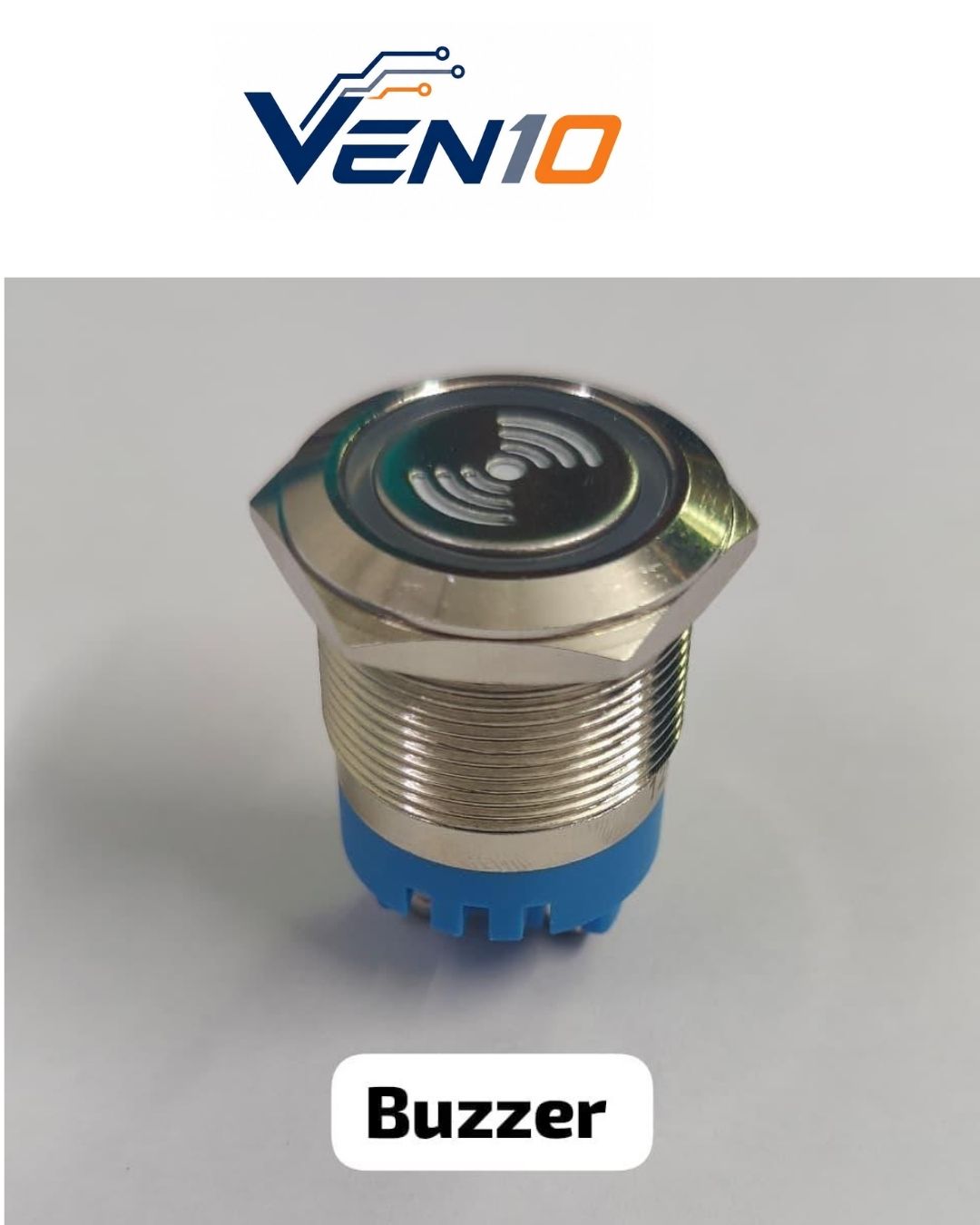 16mm Waterproof Metal Push Button Buzzer - Stainless Steel